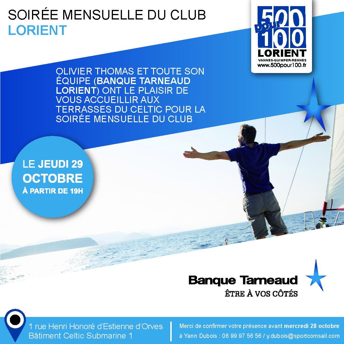 Invitation soirée Club 500 Lorient Banque Tarneaud